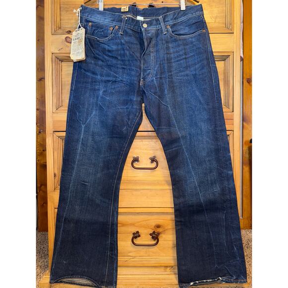 Double RL RRL Slim Boot Cut Dark Wash Ring Spun Denim Jeans 35 - Picture 1 of 8